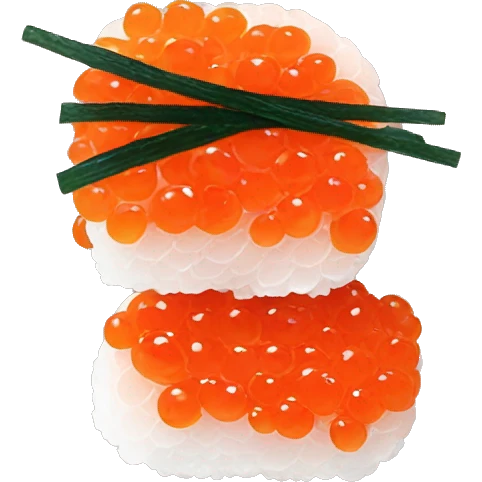 Salmon roe nigiri with only the roe and seaweed wrap emoji