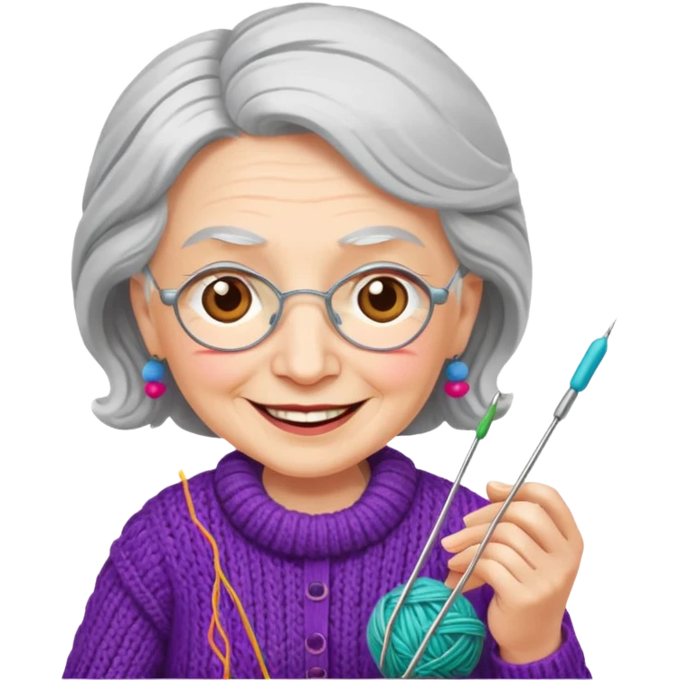 elderly women knitting emoji