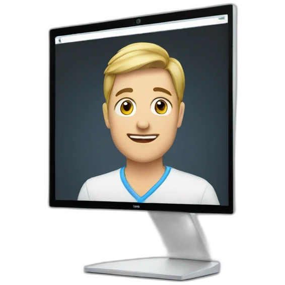 monitor with the video call on the screen emoji