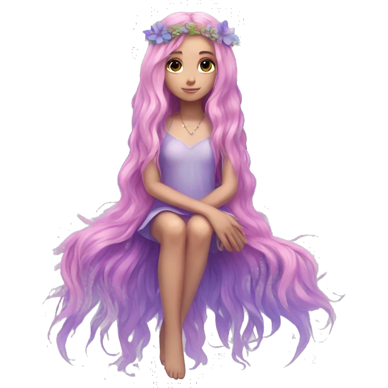 Beautiful, flower, fairy, pink, blue, purple, long hair, big wings emoji