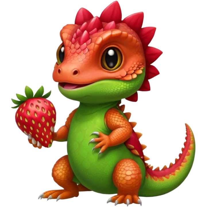 bearded dragon holding a strawberry emoji