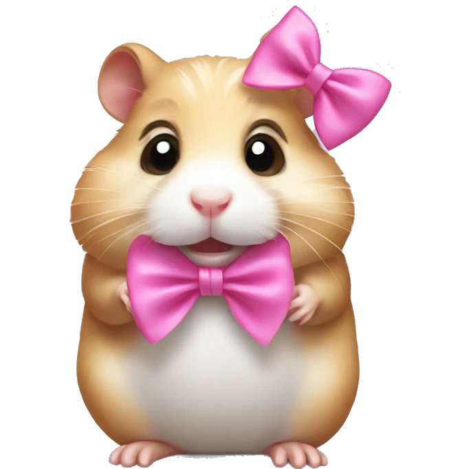 Crying hamster with a pink bow on his head  emoji
