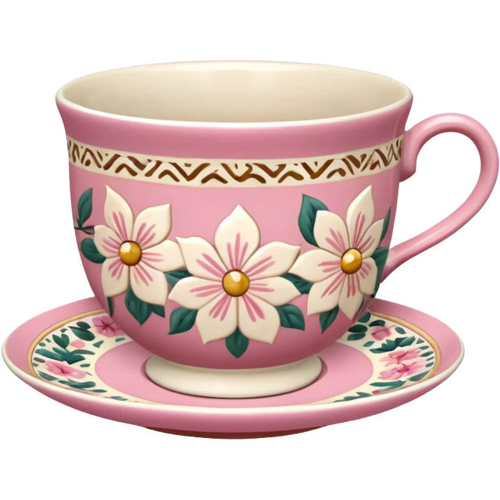 Pink white & beige Talavera teacup emoji