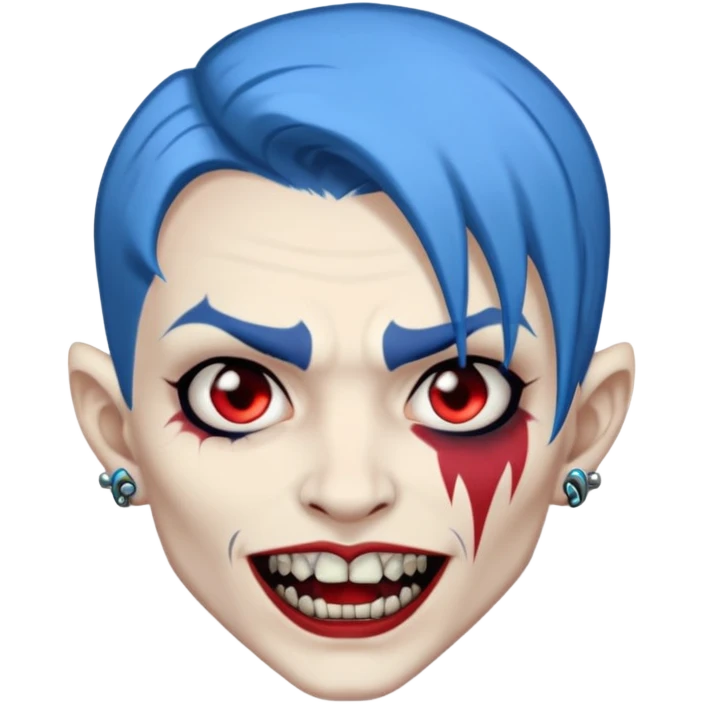 wampire with blue hair and face tattoed emoji
