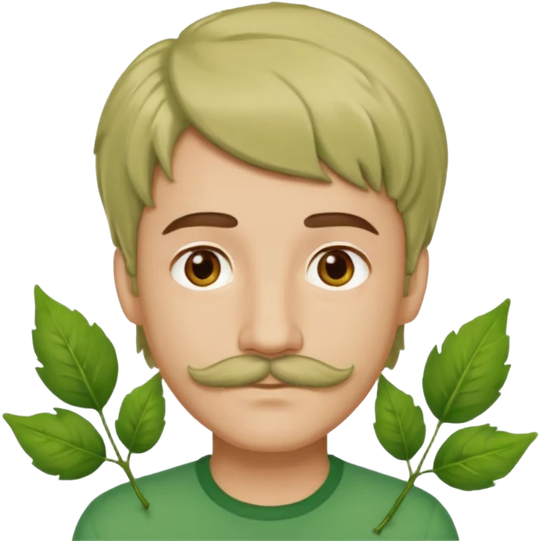 The Tree of Wisdom of The Wiggles with light skin, brown eyes, green leaves wig and thin mustache, green shirt emoji