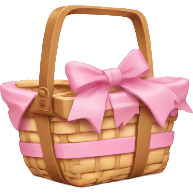 Picnic  basket in light pink bow emoji