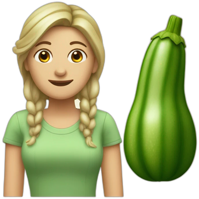 Frau beißt Zucchini mit den Wangen emoji