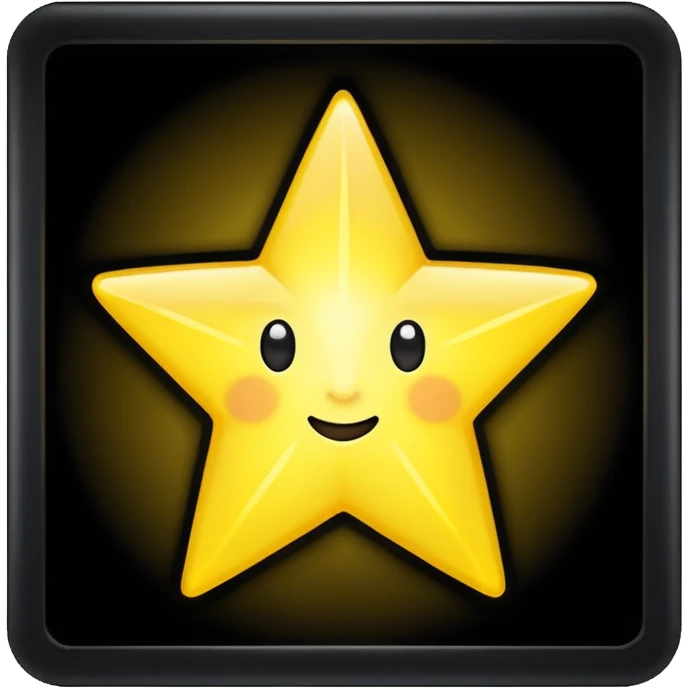 wooden picture frame of a glowing star emoji