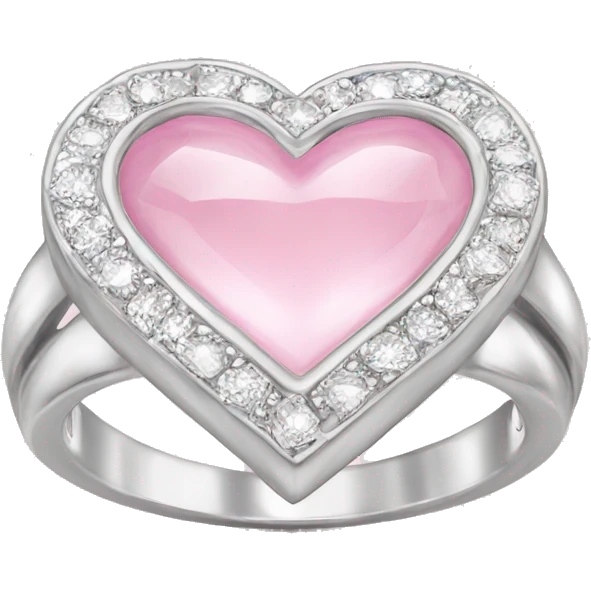 Diamond silver  ring light pink heart emoji