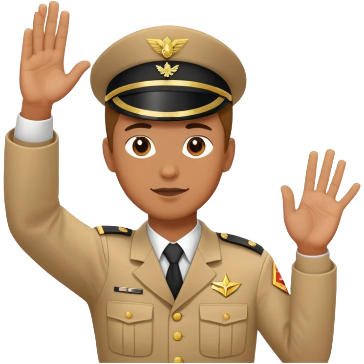 Officer of the SS throws his right hand up on 45 degree emoji