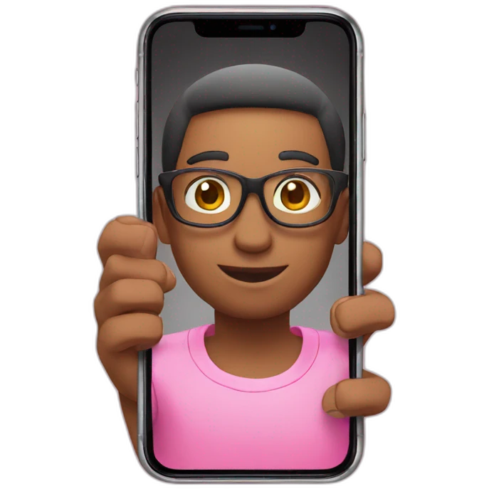 pink iphone on hand emoji