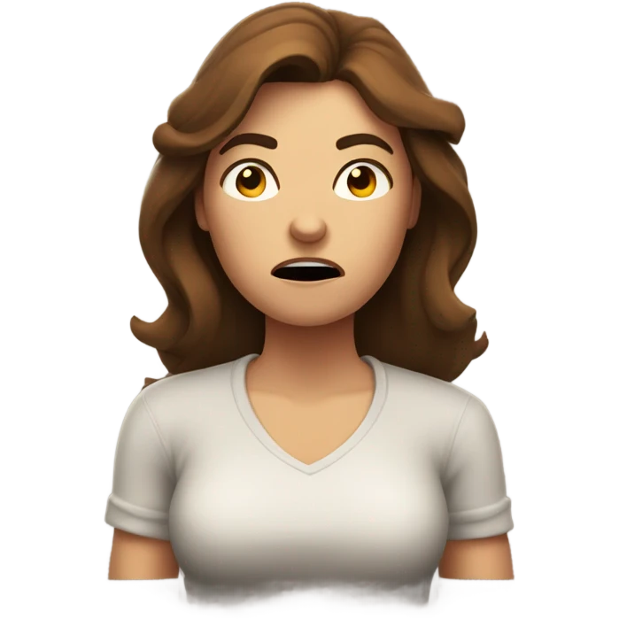Irate woman with brown hair emoji