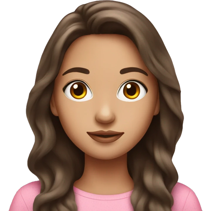gorgeous girl with brunette hair in pink emoji