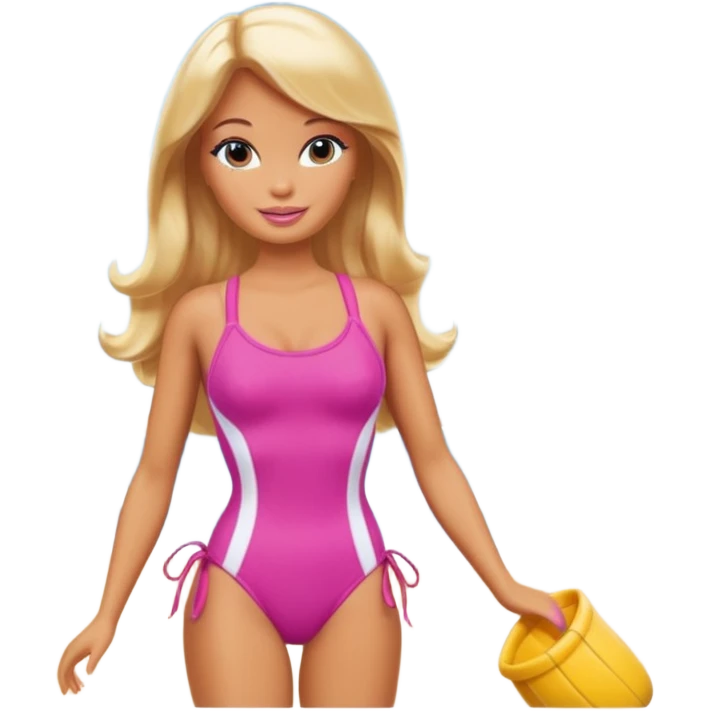 Barbie tanning at the beach emoji