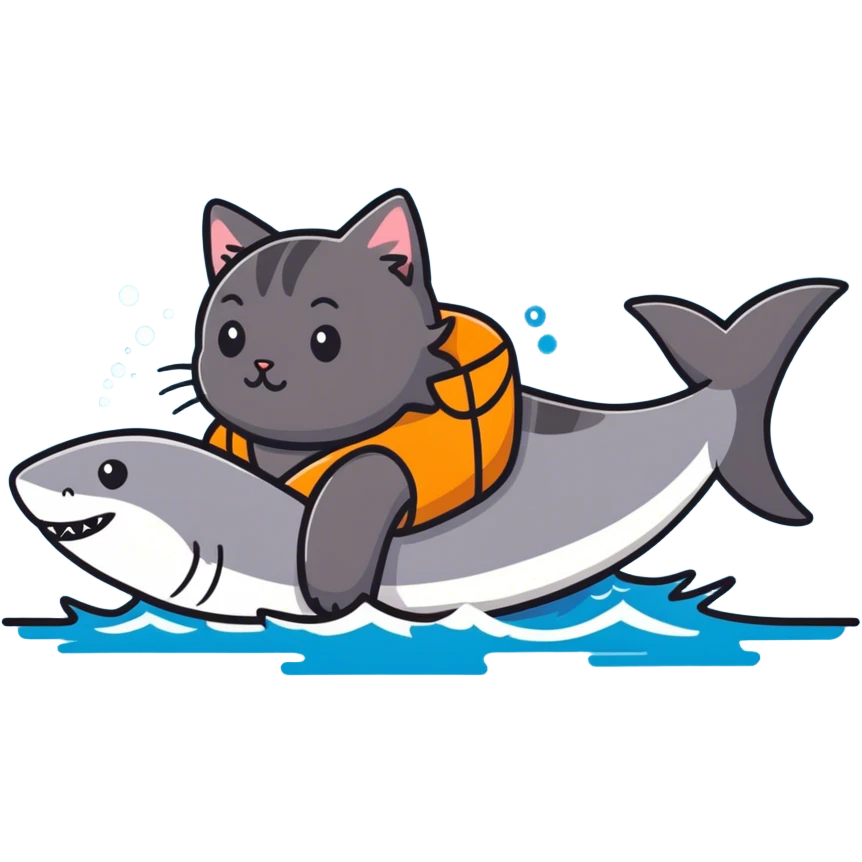 Cat saving a shark  emoji