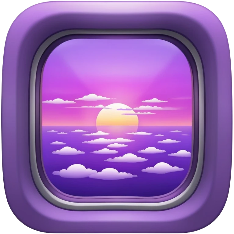 airplane window with a purple sunset emoji