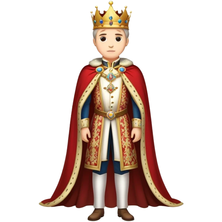 Full body of Francisco I, royal king standing in royal attire with crown and cape emoji
