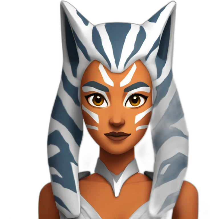 Sexy Ahsoka Tano (portrait, front facing, Apple iOS 17 style) horns emoji