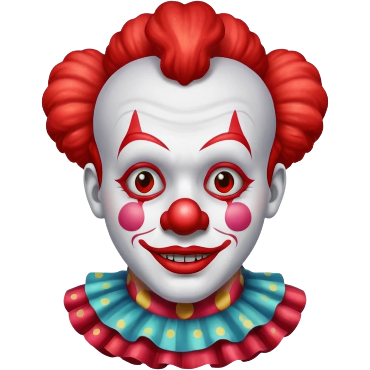 red glitter clown with the neutre facial expression emoji