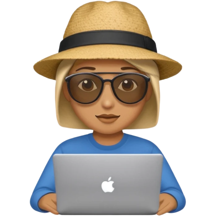 person am laptop und im hintergrund einen strand emoji