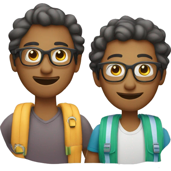 Two men's (couple) - one with eyeglasses having fun on vacation emoji