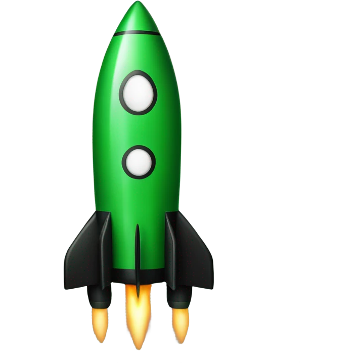 green and black rocket ship emoji