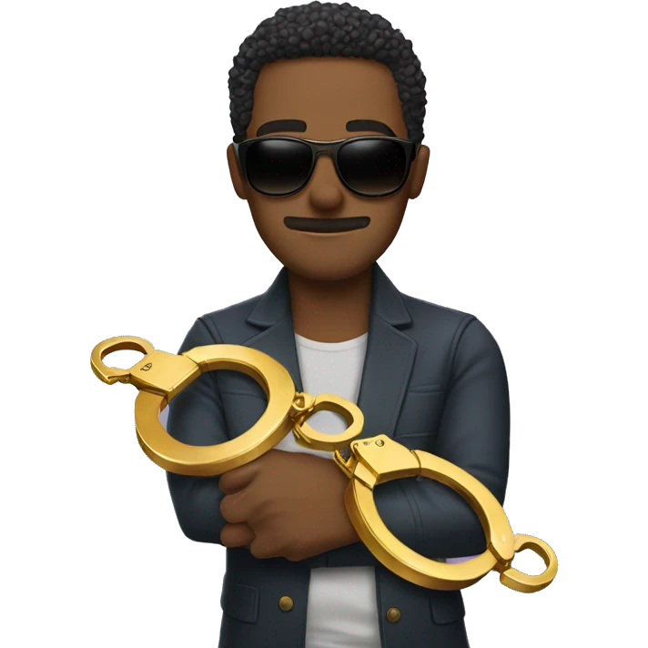 Man with sunglasses breaking golden handcuffs  emoji
