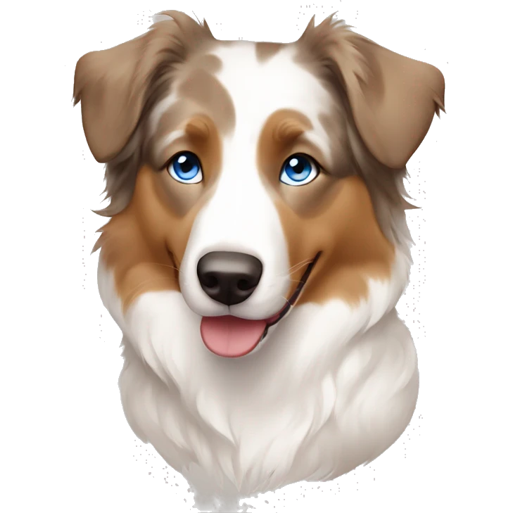 white and light brown australian shepherd with blue eyes emoji