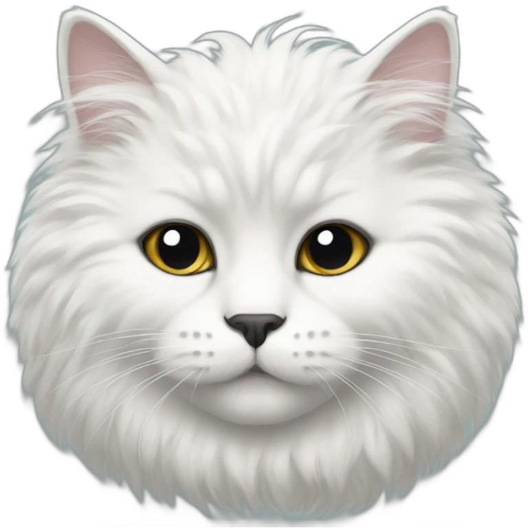 White fluffy cat with black face emoji