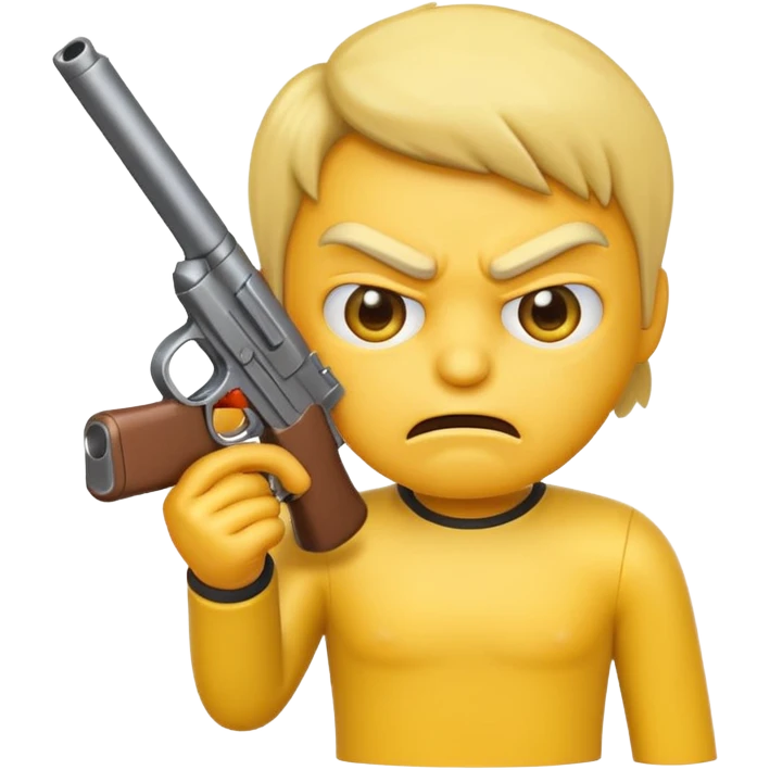 angry yellow emoji pointing gun emoji