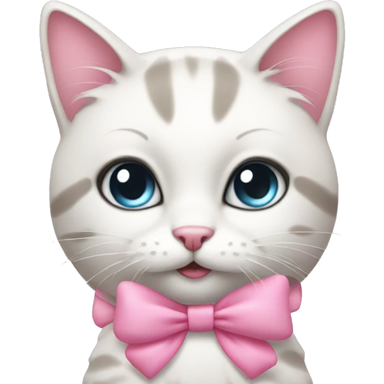girly cat with pink bow emoji