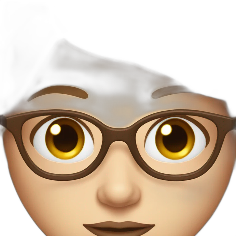 Woman blue eyes glasses Brown hair emoji