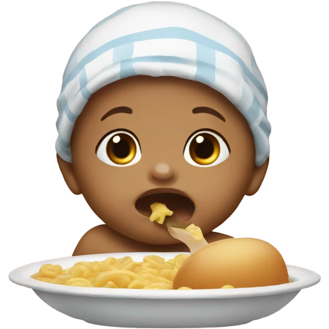The baby eats emoji