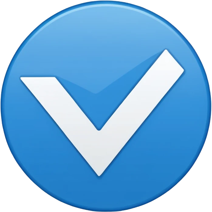 A check mark in a completely blue circle like a max emoji