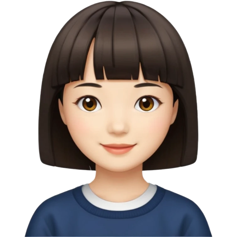 Japanese girl with bob haircut and bang emoji