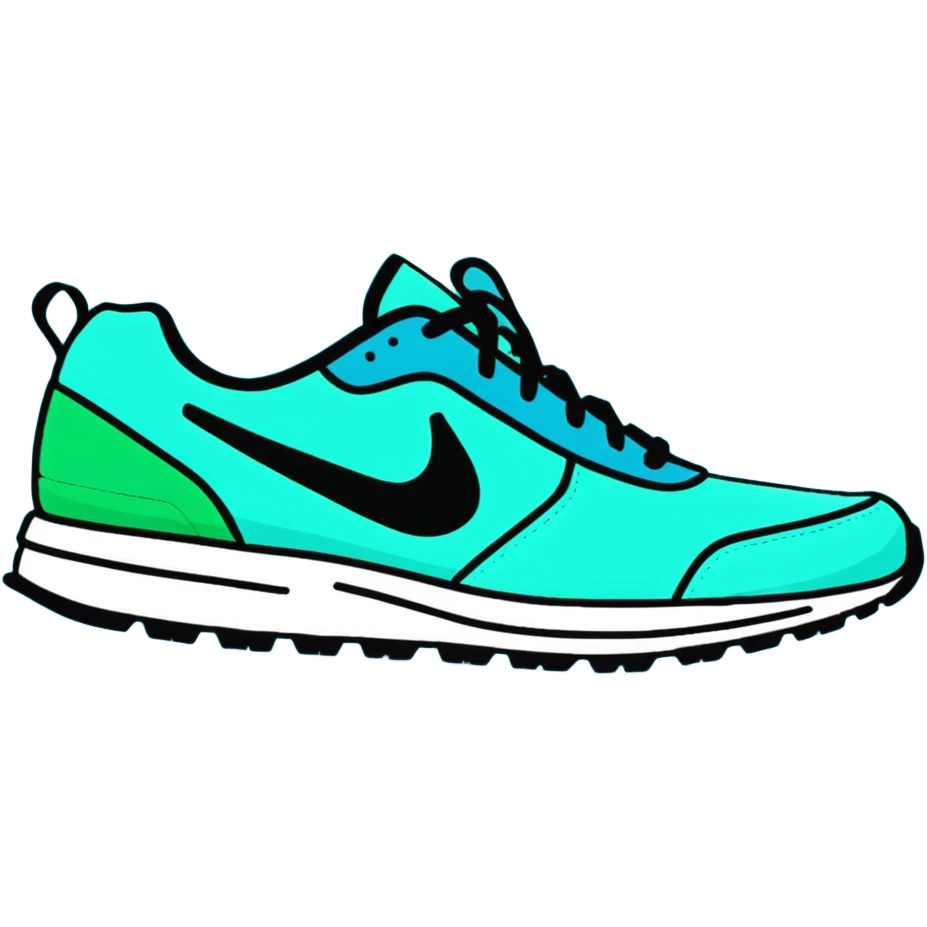 turquoise running shoes, athletic footwear, blue-green sneakers emoji
