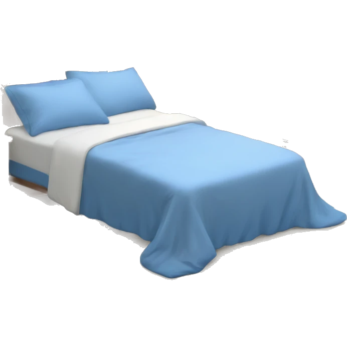 Cosy bed with blue smal flower bed sheets emoji