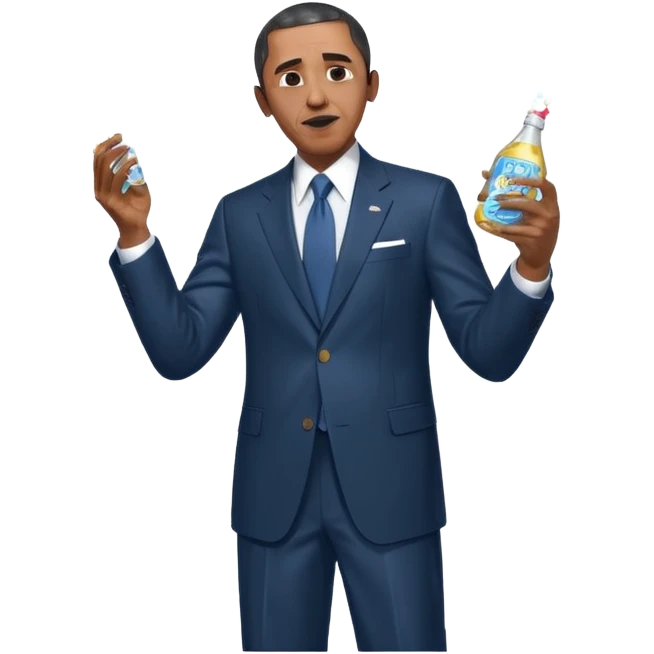 Diddy holding baby oil at a party with balloons and confetti and banners oiled up Obama have dih emoji