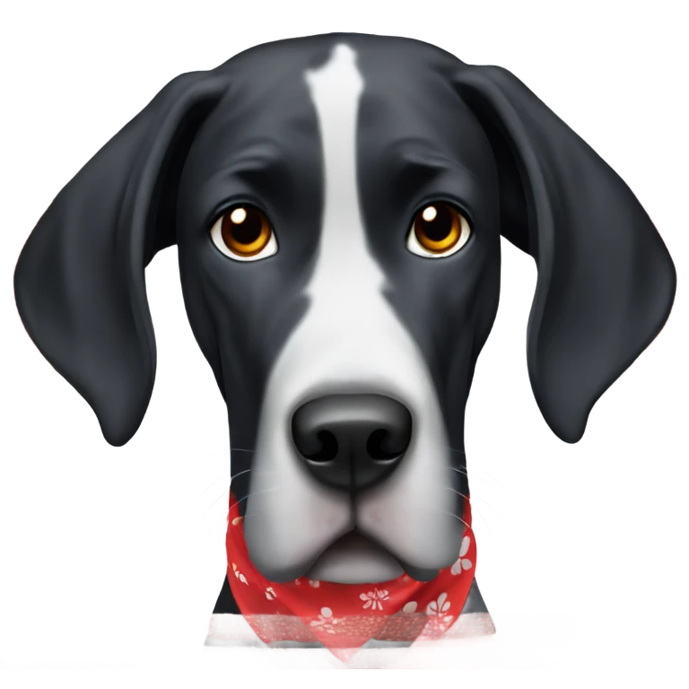 Black Great Dane white chest with Hawaiian red bandana emoji