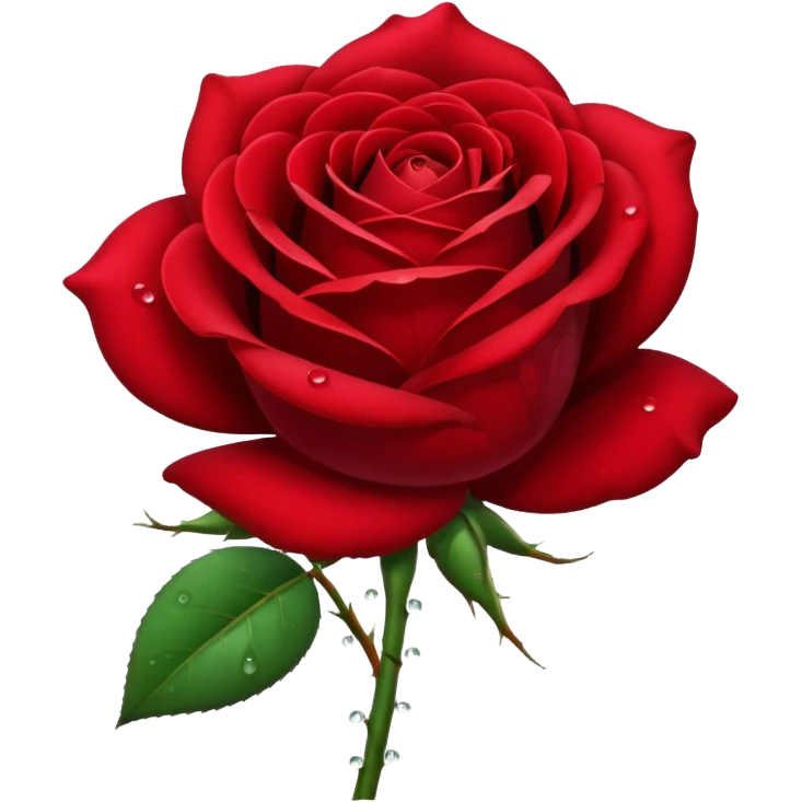 High definition, realistic, deep, red rose, with tiny dew drops  emoji