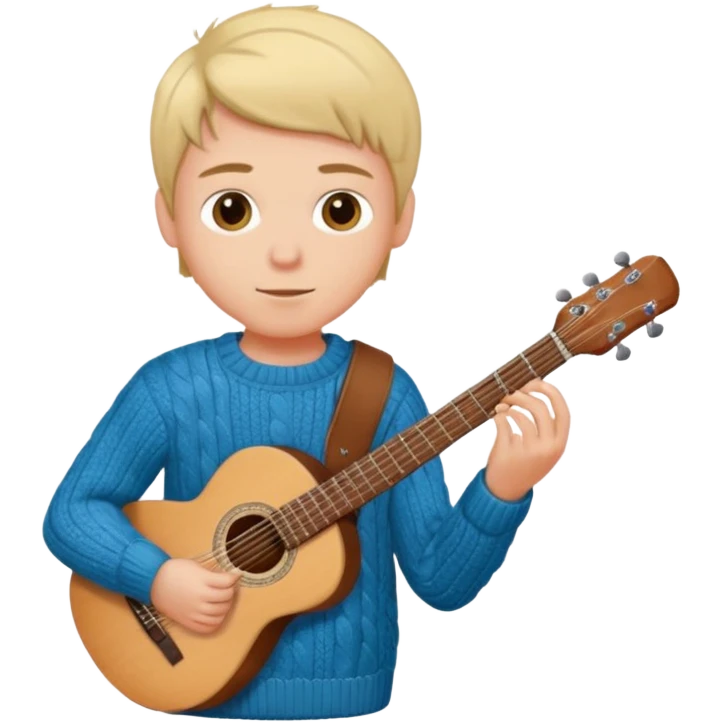 Boy wearing sweater and guitar emoji