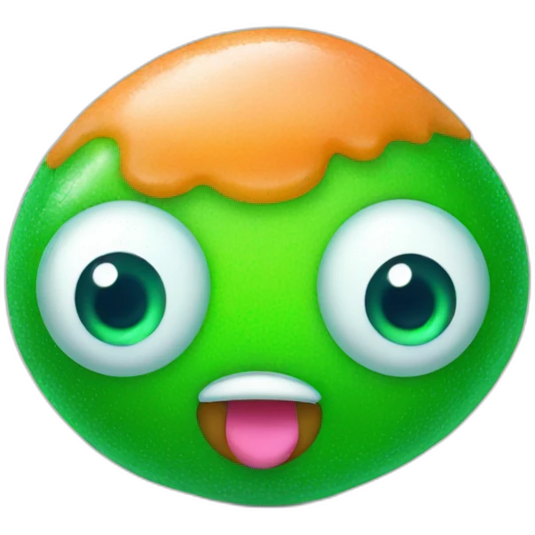 Green gumdrop candy with eye emoji
