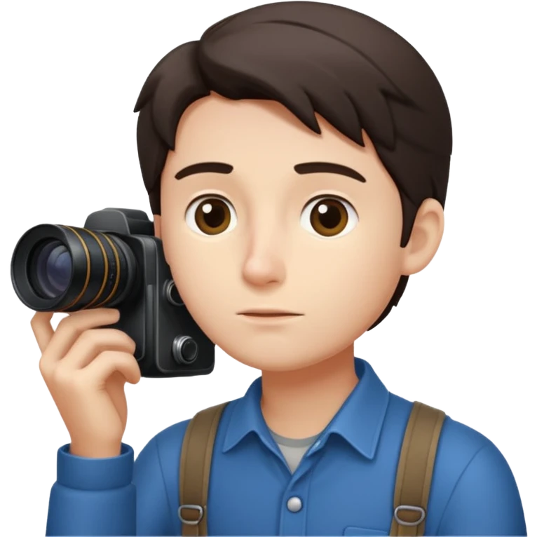 “A photographer sits quietly, camera in hand, lost in deep worries that even his lens can’t capture.” emoji