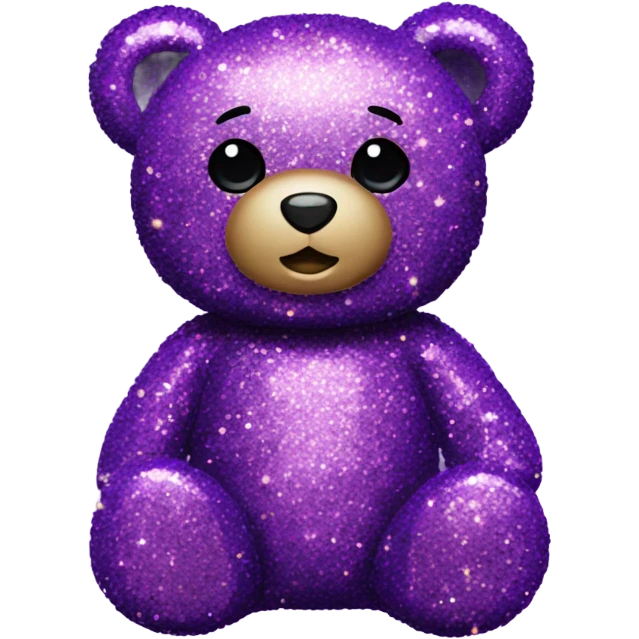 Glitter sequins teddy bear purple  emoji