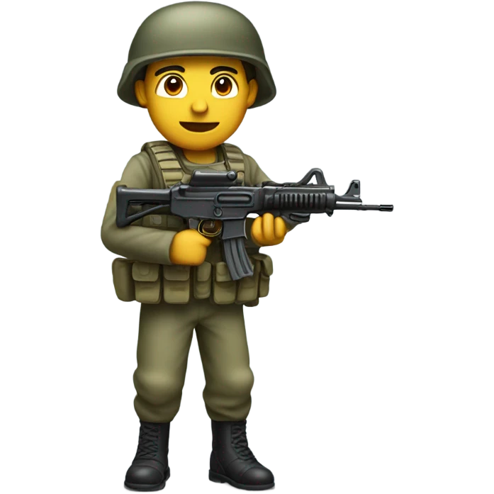 Realistic soldier with a machine gun emoji
