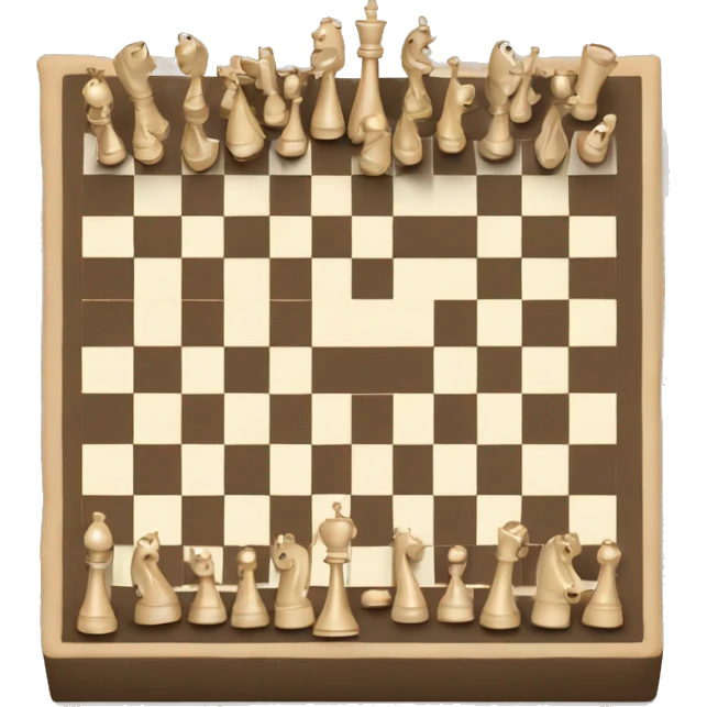 Beige chess set game with board emoji