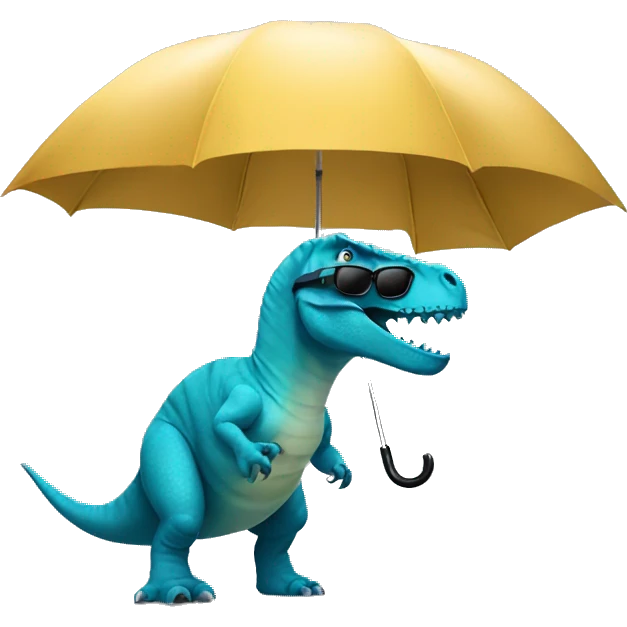 dinosaur wearing a sunglasses and have umbrella emoji