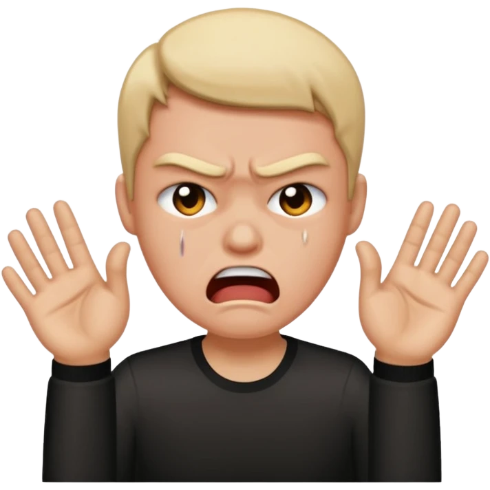 Someone crying with flipping someone else off emoji