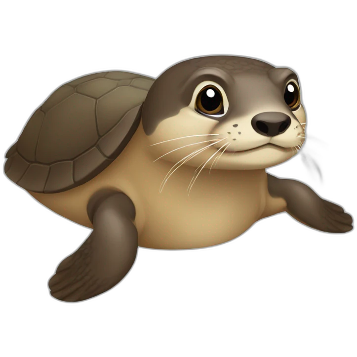 Une loutre sur une tortue emoji