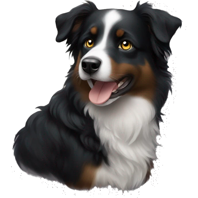 Small black australian shepherd dog moon emoji